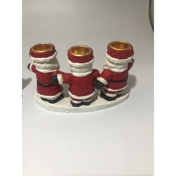VINTAGE RESIN SANTA CANDLE HOLDERS SET OF 2 - Picture 6 of 6